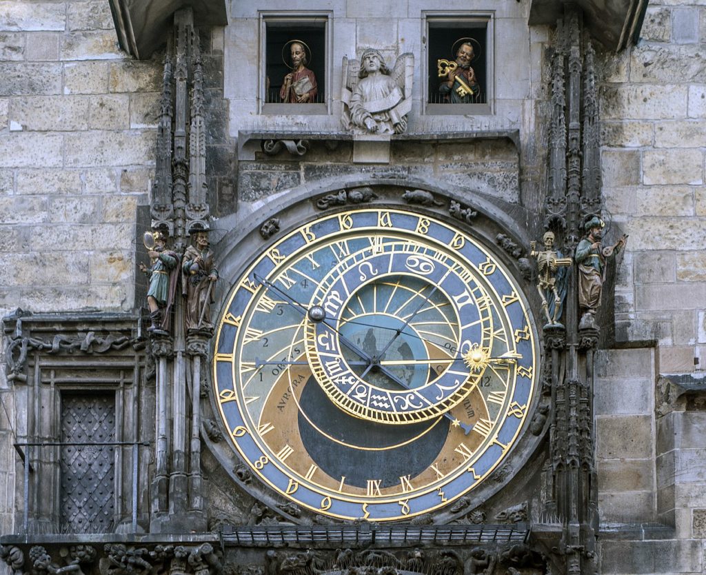 photo of astronomical clock in Prague